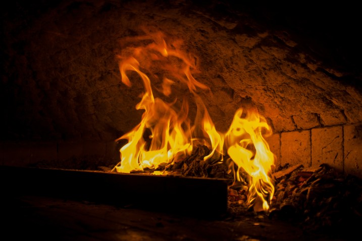 Stone oven fire